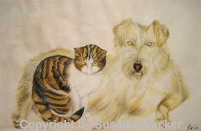 "Wie Hund & Katze" Aquarell 42 x 59 cm